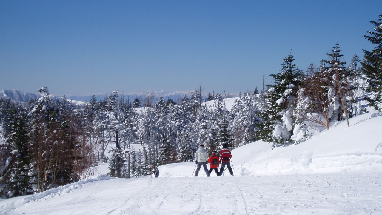 草津温泉スキー場から北アルプスを望む